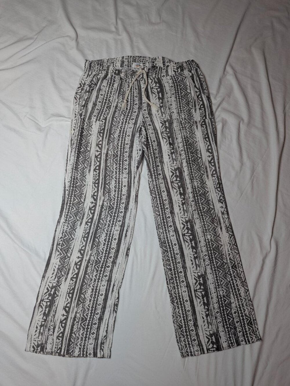 Cali 1850 Women’s Linen Blend Pants, Gray/White – Size Large